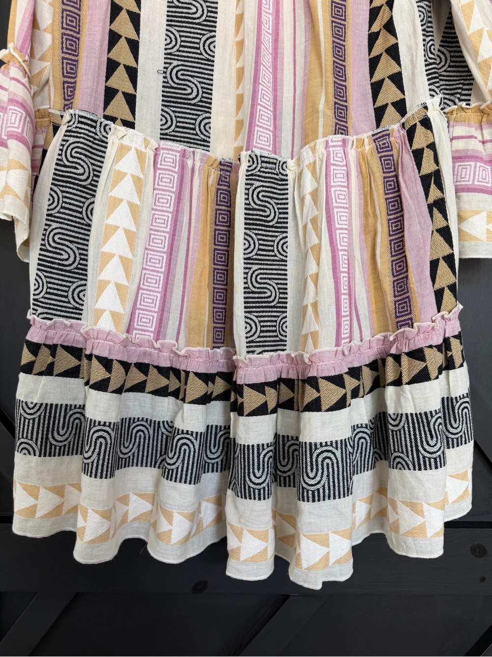 Elan Charli Dress in Tan/Purple Tribal Print, Size Medium - Picture 9 of 12